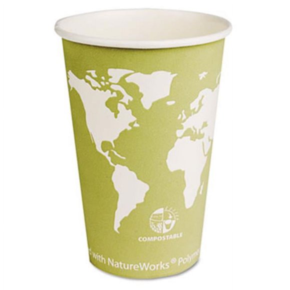 Eco-Products, Inc EPBHC16WA World Art Renewable Resource Hot Cups, 16 oz, Seafoam Green,1000-Ctn