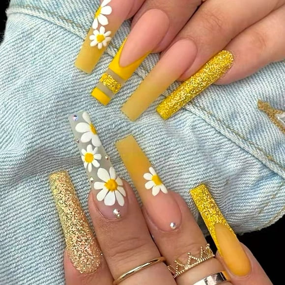 24 Pcs Nails Long Fake Nails Ballet Gradual Change Coffin Acrylic Nails Pink Fake Nails Acrylic Glossy Chinese Design False Nails Prom TaiChi Nails Women's
