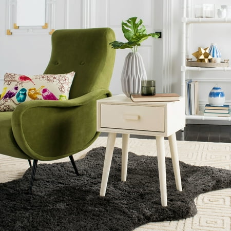 SAFAVIEH Lyle 1 Drawer Casual Glam Accent Table Distressed White