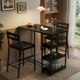 thumbnail image 2 of QinaQin Comedor de 3 piezas con almacenamiento, mesa compacta con estructura de hierro y acabado negro tipo madera, incluye 2 sillas tapizadas en PU, ideal para espacios pequeños, 2 of 7