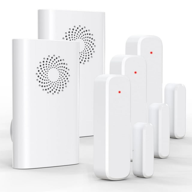 Timbre inalámbrico con sensor de puerta AMHEY, rango de 500 pies con 2 receptores