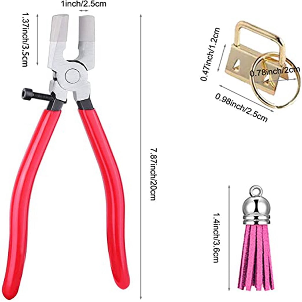 MOMOJIA 61 Pcs for Key Fob Hardware Set with Pliers Leather Tassels for Wristlet Clamp for Key Lanyard for Key Chain Making Supplies