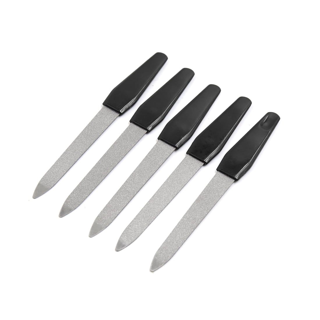 Unique Bargains 5pcs Plastic Handle Metal Dual Sided Nail Sanding File Manicure Pedicure Tool