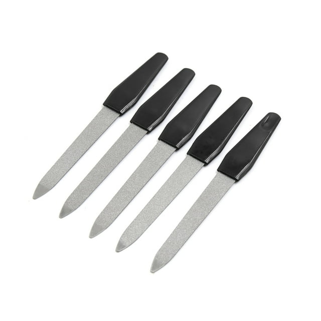 5pcs mango de plástico de doble metal de uñas caras de lijado File Herramienta manicura pedicura