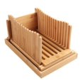 thumbnail image 1 of Cortadora de pan de bambú, placa para cortar pan, tabla para cortar, placa para recoger migas de pan, rebanadora de pan plegable, 1 of 5