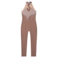 thumbnail image 4 of YONGHS Kids Girls Sleeveless Rhinestone Gymnastic Leotard Ice Skating Jumpsuit Full Body Unitard Brown 12, 4 of 5