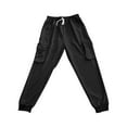 thumbnail image 3 of MELDVDIB Mens Cargo Pants Drawstring Elastic Waisted Joggers Solid Color Stretch Outdoor Pant with Pockets Black 2XL, 3 of 9