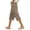 Khaki, variant on Women's Solid Color Elastic Waist Loose Fit Casual Pants with Functional Side Buttons and Three Quarter Length