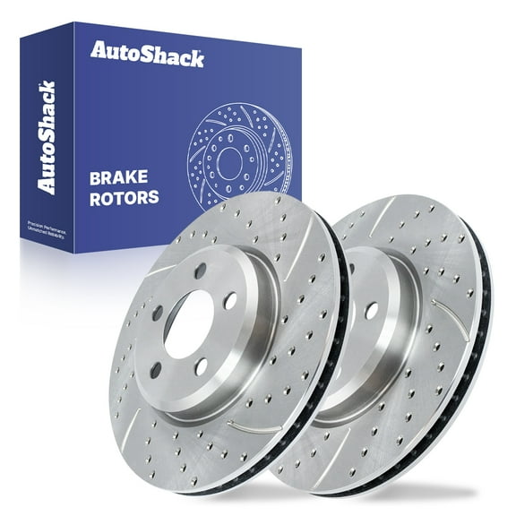 AutoShack Front Brake Rotors for Dodge, Charger 2006-2023, RWD AWD V6 2.7L 3.5L 3.6L V8 5.7L 6.2L 6.4L - Silver Zinc Coated Drilled & Slotted - SilverShield Pro - 12.6" (320 mm), 5-Lug