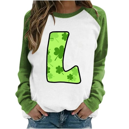 

SOOMLON St. Patrick s Day Scrub Tops Women Short Sleeve V Neck Nursing Uniform Holiday Shamrock Pattern Tshirts Scrub Tops Fashion Pullover Round Neck Long Sleeve Color Blouse Sweater Tops Green L