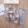thumbnail image 1 of Conjunto de pijama de franela para niño y niña, ropa de dormir gruesa y cálida de dibujos animados, traje informal para el hogar de 0 a 5 años, para invierno y Navidad, novedad, 1 of 4
