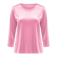 thumbnail image 4 of UQJfacai Girls Velvet Tops Dressy Casual 3/4 Sleeve T-Shirts Kids Trendy Party Crewneck Cute Tunic Basic Tee Shirts 3-14 Years, 4 of 5