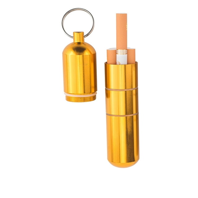 luzhidongm Étui à Cigarette Étui à Cigarette Petite Capacité Porte-Clés Portable Étui à Cigarette Acier Inoxydable 304 Alliage de Titane Aluminium Réservoir de Stockage Étui à Cigarette (Doré)