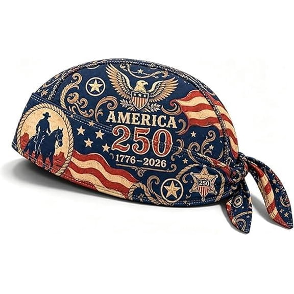 250th Anniversary USA Do Rags Skull Cap for Men 1776-2026 Patriotic Eagle Cycling Biker Pirate Bandana Hat