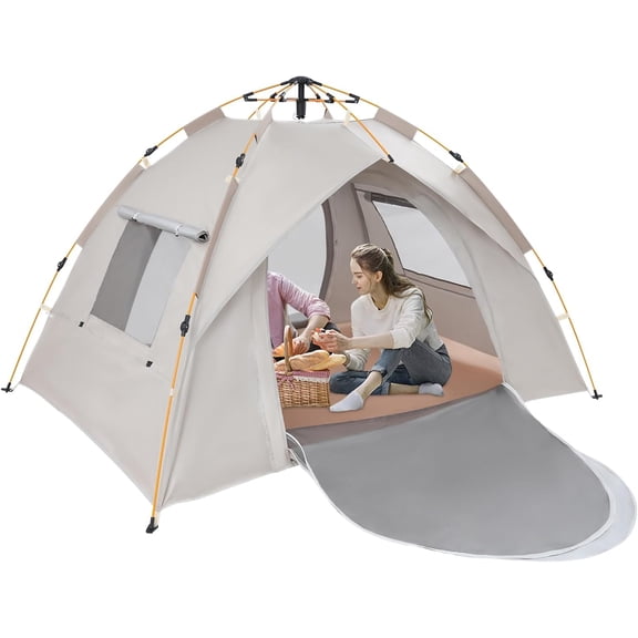Pop-up Camping Tent with Mesh Window, Waterproof Instant Easy Setup Family Tent for 2-3 Persons, Automatic Backpacking Outdoor Tent for Hiking Travel
