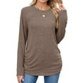 thumbnail image 3 of Sentmoon Hauts pour Femmes Manches Longues Automne/hiver Couleur Unie Col Rond Ample Manches Longues pour Temps Froid et Usage Quotidien Café TG, 3 of 9