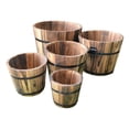 thumbnail image 3 of S SERENABLE 5 Pieces Wooden Barrel Planters (in Different Size) Home Office Decor Rustic, 3 of 7