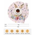 thumbnail image 6 of 15 Inch Round Placemats Set of 4, Bunny Easter Non Slip Heat Insulation PP Table Mats, Pink Plaid Spring Floral Pastoral Washable Place Mats for Kitchen Dining Party Table Decor, 6 of 7