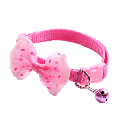 Pet Cat Dog Cute Bow Tie With Bell Collar Puppy Chain PU Leather Adjustable Tie