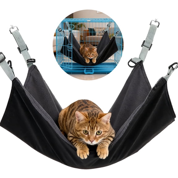 Cat Hammock for Cage, Large & Cozy Pet Bed, 22 x 16.5 in, Soft Plush, Adjustable Straps, Easy to Clean, Space-Saving Cat Bed for Kittens, Cats, Ferrets