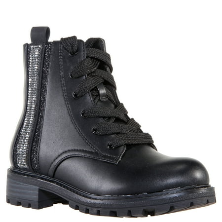 

KIDPIK Girls Silver Combat Boot Size: 7 Toddler - 6 Youth
