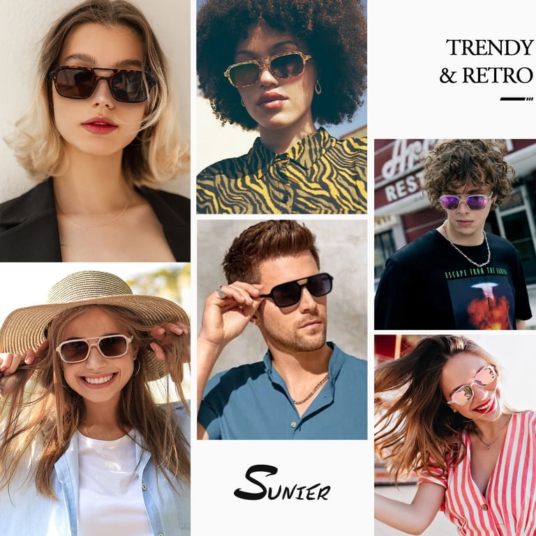 Retro Pilot Sunglasses Polarized UV400 Vintage Square Double Bridge Unisex Square Double Bridge Pilot Sunglasses Retro Outdoor  main image 4