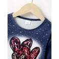 thumbnail image 5 of 3T Toddler Baby Girls Clothes Baby Girls Long Sleeve T-shirt Tops 3-4T Girls Heart Print Round Neckline T-shirt Tops Blue, 5 of 7