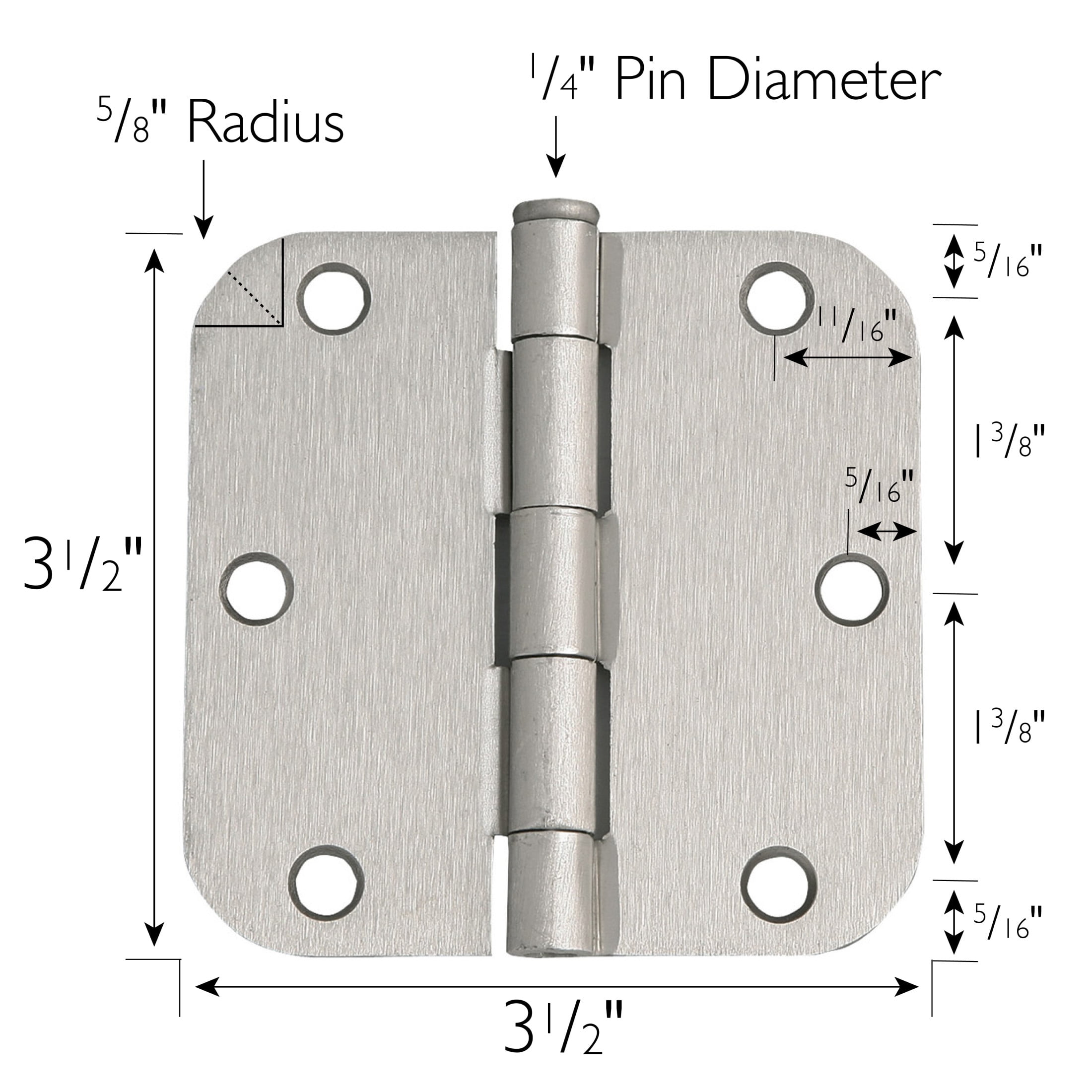 Design House Steel Rounded Standard Fit Interior Door Hinges (6-Pack)