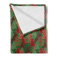 thumbnail image 2 of Christmas Soft Flannel Fleece Throw Blanket, Abstract Pines with Swirls Dots Lines Design Patchwork Style Print, Cozy Plush for Indoor and Outdoor Use, 60" x 80", Dark Coral Dark Green, by Ambesonne, 2 of 5