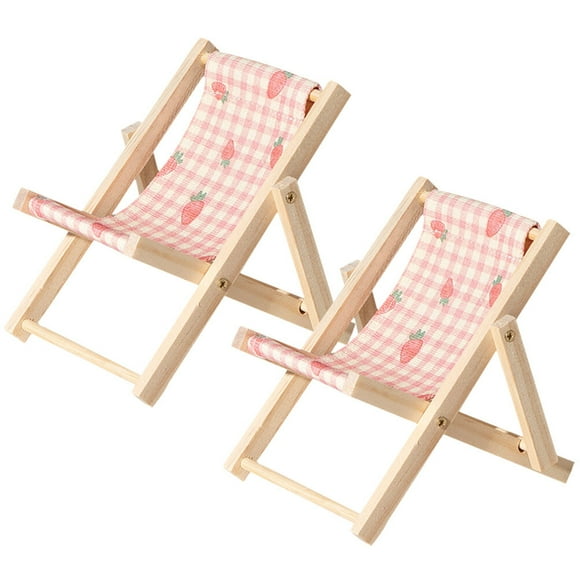 2Pcs Cell Phone Holder Wood Canvas Foldable Beach Chair Holder Bracket for Smart Phone