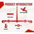 thumbnail image 3 of 8 Pack Crosby Lebus 3/8"-1/2" Heavy Duty Ratchet Lever Load Binder w/Grab Hooks 15,000 Lbs WLL | Tie Down Hauling Chain Binders for Flatbed Trailer Red, 1048422, L-140 R-7, 3 of 11