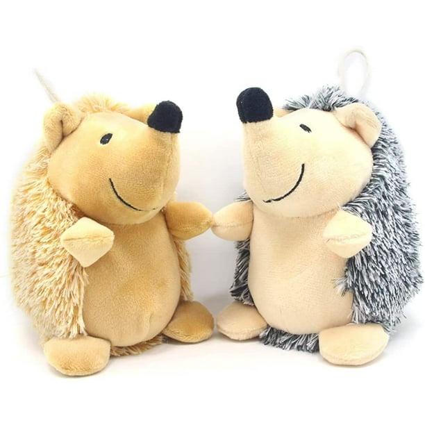 Juguetes chirriantes para perros, juguetes masticables duraderos y arrugados para perros para cachorros, juguetes interactivos para perros (gris+amarillo, erizos)