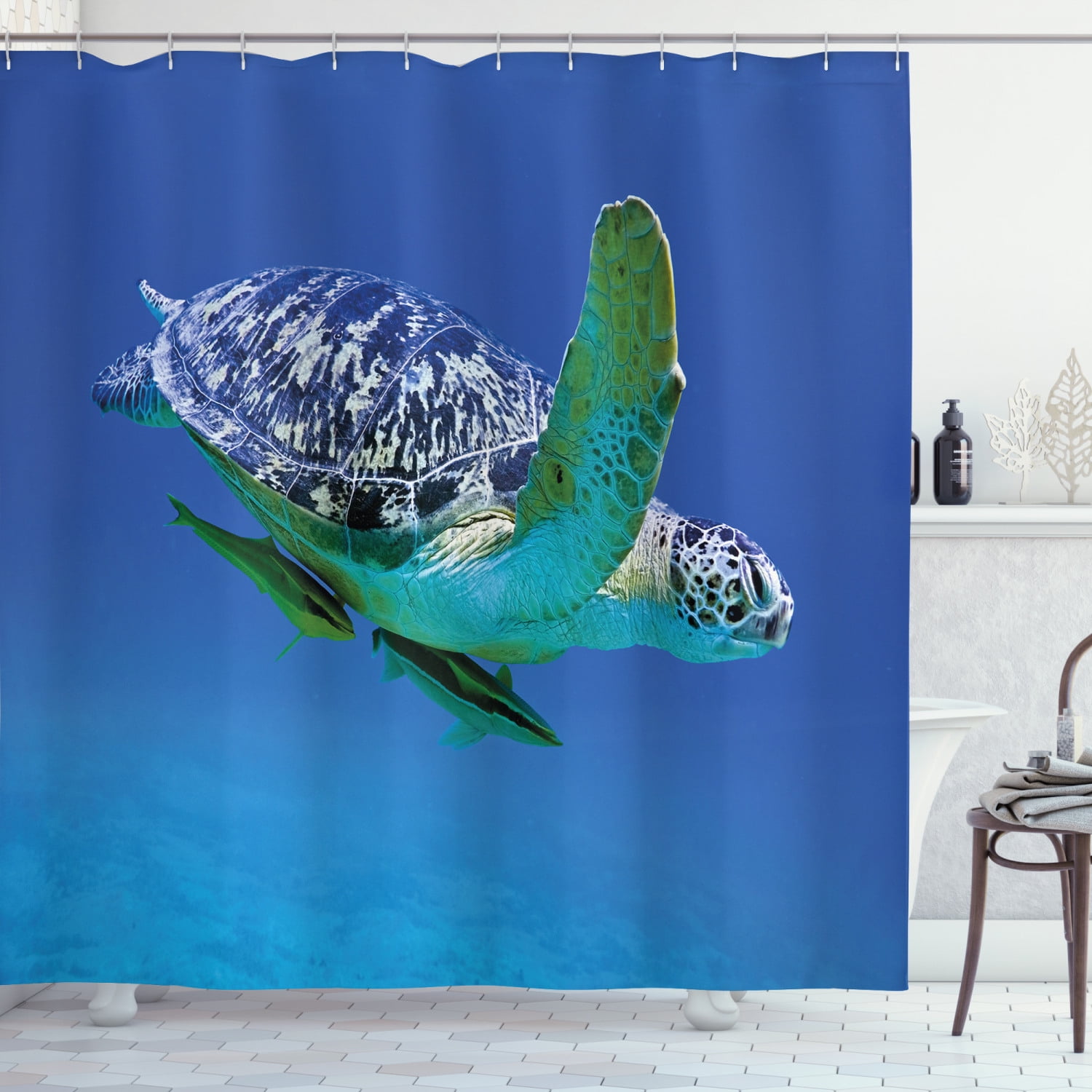 72x72'' Wildlife Tropical Sea Turtle Waterproof Fabric Bathroom Shower Curtain 