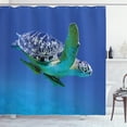 thumbnail image 1 of Ambesonne Aqua Shower Curtain, Tropics Turtle Aquarium, 69"Wx84"L, Violet Blue Fern Green, 1 of 3