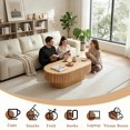 thumbnail image 3 of Miniyam Oval Wood Coffee Table with Fluted Design, Natural Finish Modern Center Table for Living Room, Apartment or Office, 3 of 8