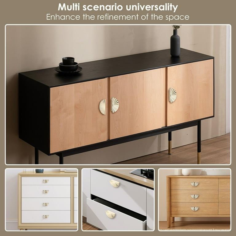 NUAHRHY 4pcs Brushed Gold Cabinet Pulls 2.5" Hole Center Cup Flat Brass  Drawer Pulls Kitchen Cupboard Bathroom Dresser Cabinet Hardware Handles  Zinc ...