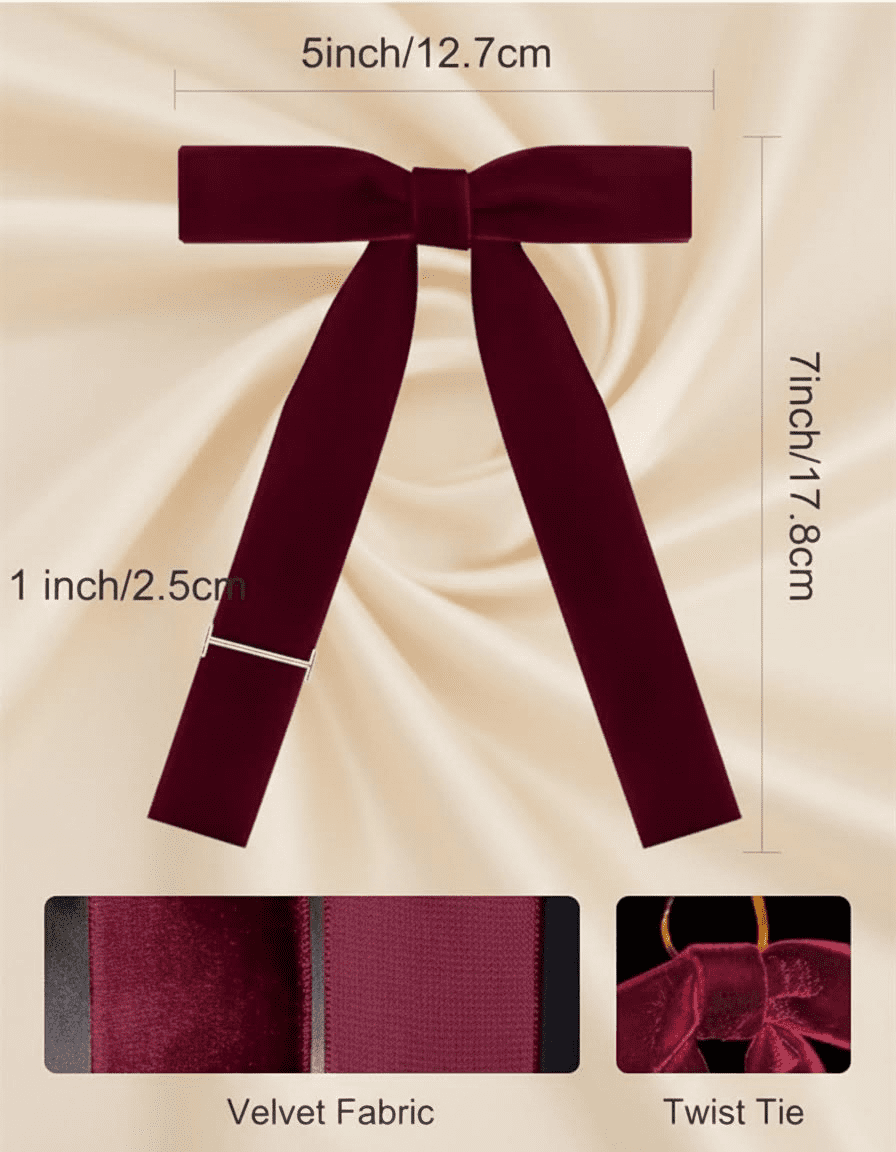 24-Pack Burgundy Velvet Christmas Bows for Tree Ornaments, Garland, Wreath, and Rustic Holiday Crafts - Indoor and Outdoor Xmas Decorations