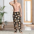 thumbnail image 5 of Uemuo Flower Fox Pattern Men's Wide Leg Palazzo Lounge Pants with Pockets Light Weight Loose Comfy Casual Pajama Pants-, 5 of 9