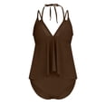 thumbnail image 4 of Hurxie Womens Mesh Tankini Set with Ruched Bust Flowy Elegant Swimsuit Supportive Two Piece Bathing Suit Brown,M, 4 of 6