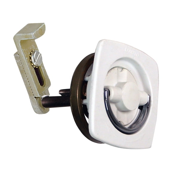 Perko 0932DP1WHT Flush-Mount Non-Locking Latch with Offset Cam Bar and Flexible Polymer Strike for 1-1/8" to 2" Hole - White