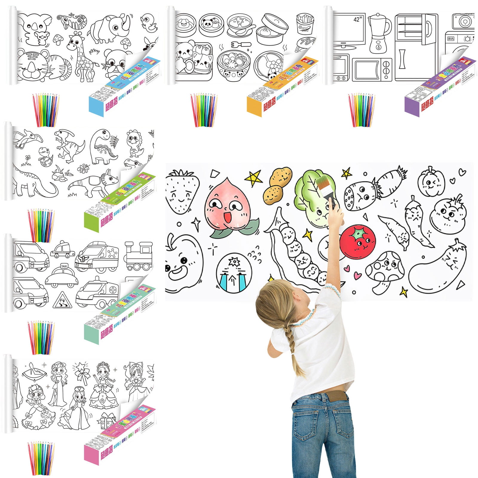 Gotyou Coloring Paper Roll for Kids 118X11.8 Inch Children's Drawing