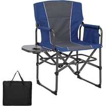 Oversized Camping Directors Chair, Portable Folding Lawn Chairs for Adults Heavy Duty with Side Table, Outdoor Foldable Camp Chair with Pocket for Beach, Fishing,Picnic (1, Blue, Oversized)