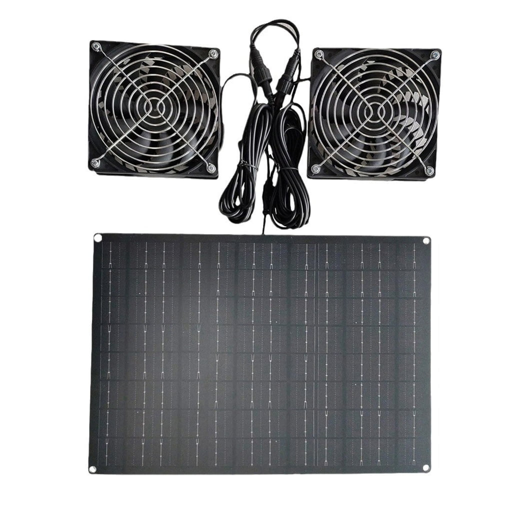 WINDLAND Greenhouse Air Circulation Solar Fan Set 15W 12V Monocrystalline Silicon Panel