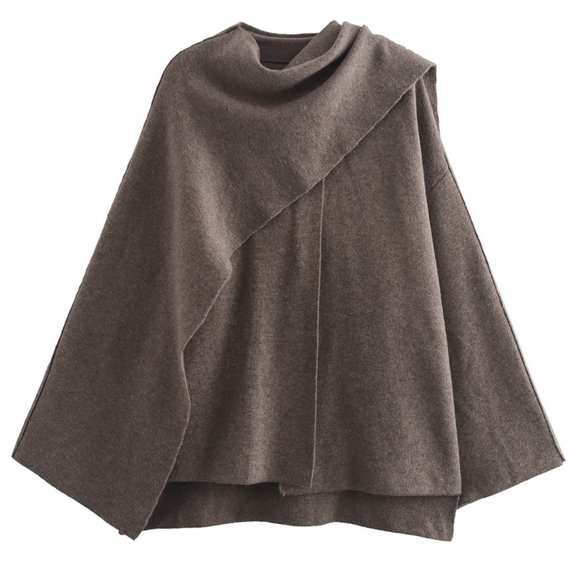 Yokua Trendy Women Knit Cardigan Warm Asymmetrical Scarf Collar Outerwear for Autumn