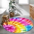 thumbnail image 4 of Colorful Boho Round Area Rug 3 FT,Small Kitchen Bathroom Mats,Pink Yellow Blue Green Tie Dye Abstract Art Washable Indoor Outdoor Throw Runner Rugs Doormat for Table Shower Sofa Entryway, 4 of 8