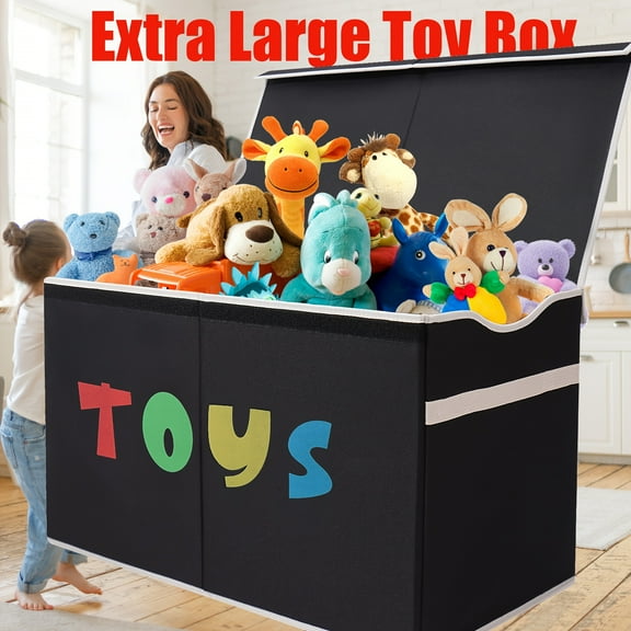 31.7gal Extra Large Toy Box (Patents & Copyrights Pending) - Collapsible Sturdy Kids Toy Chest with Lid. For Boys/Girls/Toddlers | Living Room/Bedroom/Nursery Shelf Baskets
