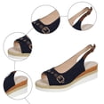 thumbnail image 6 of Modisza Low Wedge Sandals for Women Slingback Comfortable Walking Slip on Summer Shoes with Arch Support Outdoor Casual Sandal size 6 Blue, 6 of 7