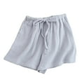 thumbnail image 5 of vigerkar Women Comfy Drawstring Casual Shorts with Pocketed Elastic Waist Trendy Summer Loose Lounge Beach Shorts 2025 Grey, L, 5 of 6