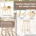 thumbnail image 3 of EPICOZY 3-Piece Outdoor Bar Set, Solid Log Wood Swivel Adirondack Chairs Set of 2 with Bar Height Table, 500 LBS Heavy Duty Rustic Patio Bistro Set for Porch, Deck, Pub, Cabin, Natural, 3 of 7