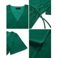 thumbnail image 4 of Robe Maxi en Velours à Col en V pour Femmes Manches Cloche Fendue Robe de Demoiselle d'Honneur Cocktail, 4 of 6